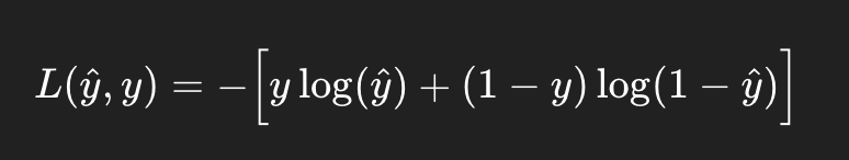 Simplifies version for a single training example in one equation